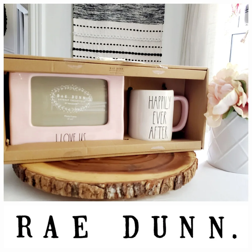 Rae Dunn 'I LOVE US' Picture Frame & 'HAPPILY EVER AFTER' Mug 2 Pc Set
